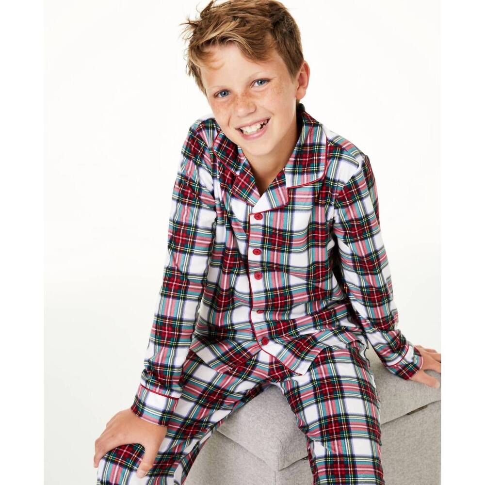 NEW FAMILY PJS little & big kids boys matching pajama set in stewart plaid
